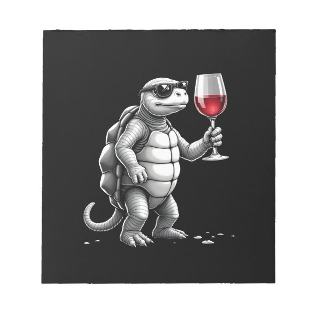 cool turtle drinking red wine art print_1 (2) notepad (Front)