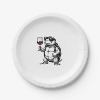 cool turtle drinking red wine art print_1 (2) paper plates