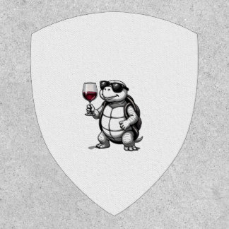 cool turtle drinking red wine art print_1 (2) patch