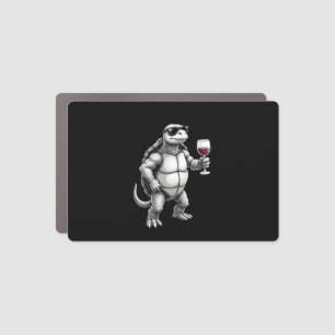 cool turtle drinking red wine art print_1 (3) car magnet