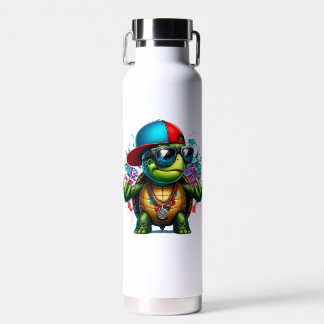 cool turtle hip hop water bottle