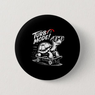 Cool Turtle On Skateboard Funny Turbo Vintage Gift Button
