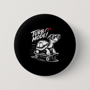 Cool Turtle On Skateboard Funny Turbo Vintage Gift Button