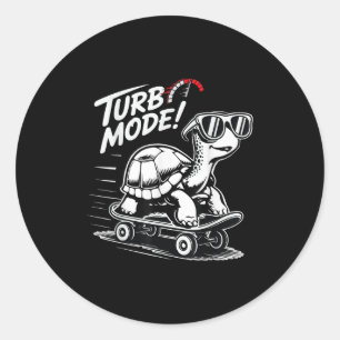 Cool Turtle On Skateboard Funny Turbo Vintage Gift Classic Round Sticker