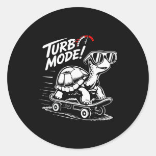 Cool Turtle On Skateboard Funny Turbo Vintage Gift Classic Round Sticker