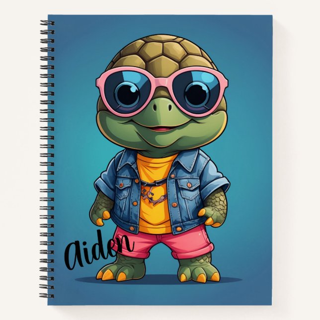 Cool Turtle Personalized  Notebook (Front)