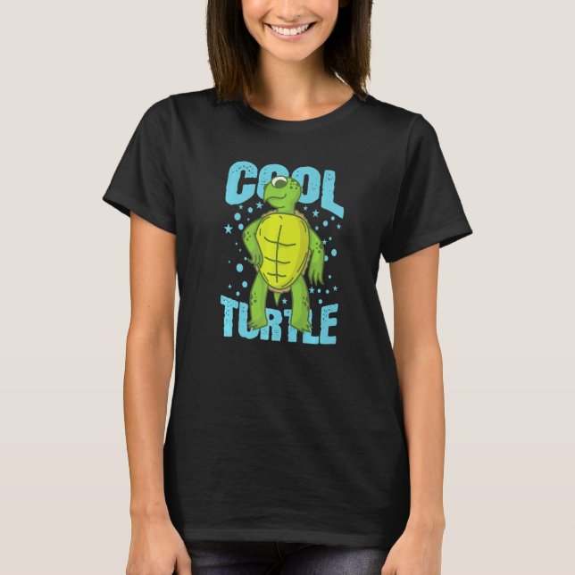 Cool Turtle Reptile Water Back Shell T-Shirt (Front)