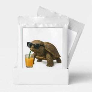 Cool Turtle Sipping Juice Sticker Hot Chocolate Drink Mix
