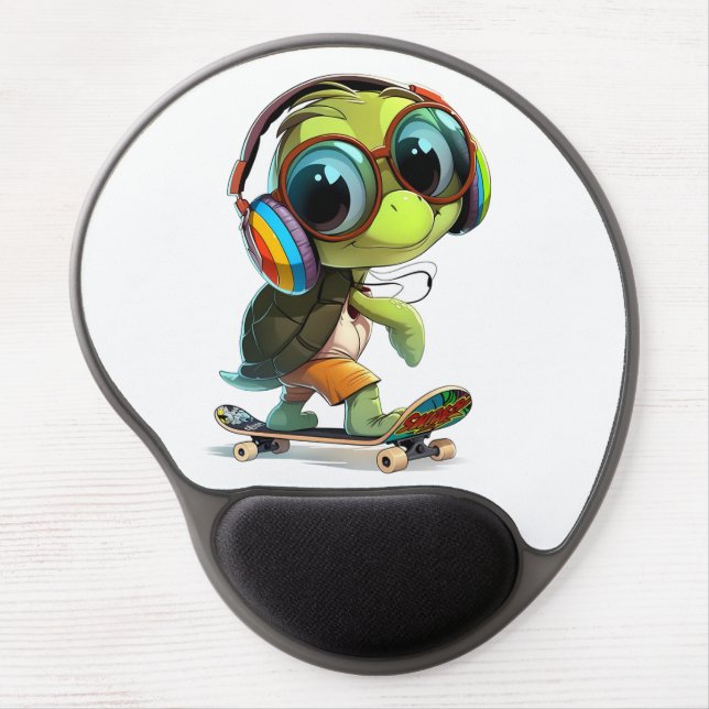 Cool Turtle Skateboarder Gel Mouse Pad (Front)
