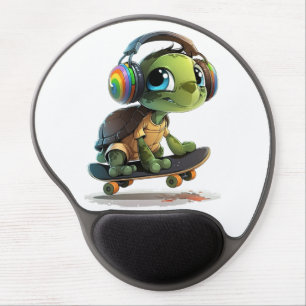Cool Turtle Skateboarder Gel Mouse Pad