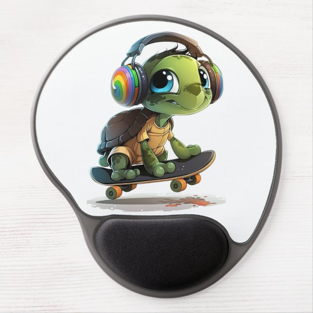 Cool Turtle Skateboarder Gel Mouse Pad (Front)