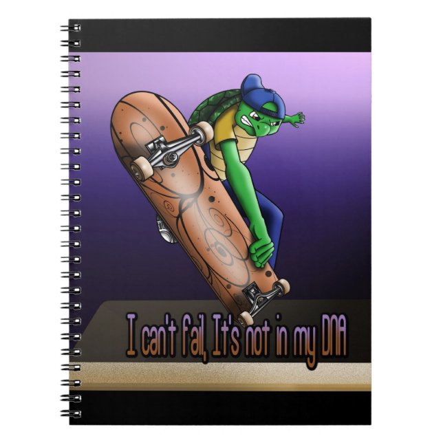 Cool Turtle Skateboarder Notebook (Front)