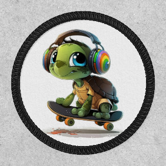 Cool Turtle Skateboarder Patch
