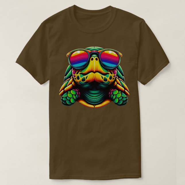 Cool Turtle with Sunglasses Design for Kids and Te T-Shirt (Design Front)