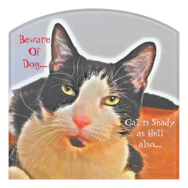 Cool Tuxedo Cat Door Sign (Contour Front)