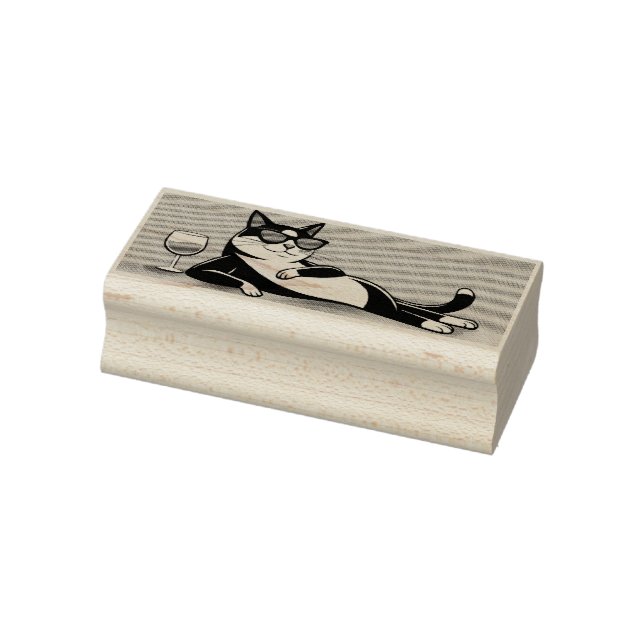 Cool Tuxedo cat rubber stamp (Stamp)