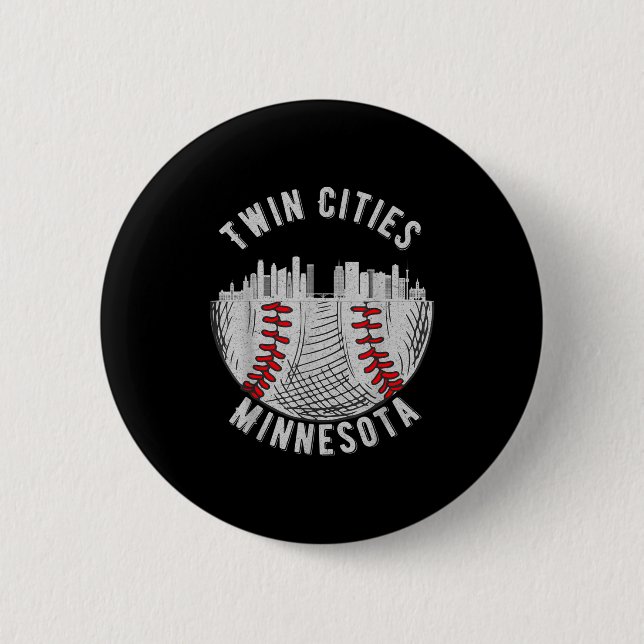 Cool Twin Cities Minnesota Mn Baseball Skyline St  Button (Front)
