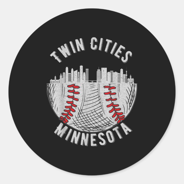 Cool Twin Cities Minnesota Mn Baseball Skyline St  Classic Round Sticker (Front)