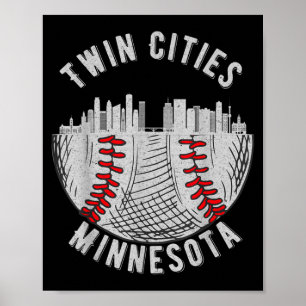 Cool Twin Cities Minnesota Mn Baseball Skyline St Poster