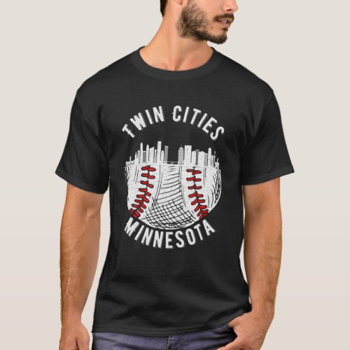 Cool Twin Cities Minnesota MN Baseball Skyline St T_Shirt
