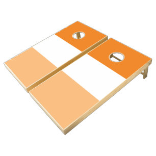 Cool Two Tone Orange White Summertime Stripes Cornhole Set