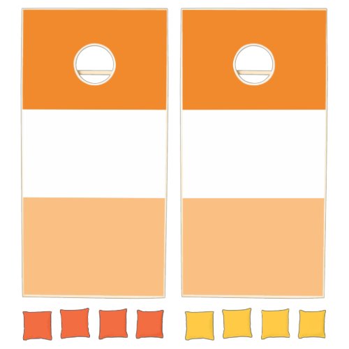 Cool Two Tone Orange White Summertime Stripes Cornhole Set