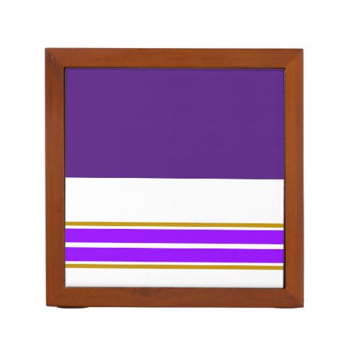 Cool Two Tone Purple White Racing Stripes Edge Desk Organizer