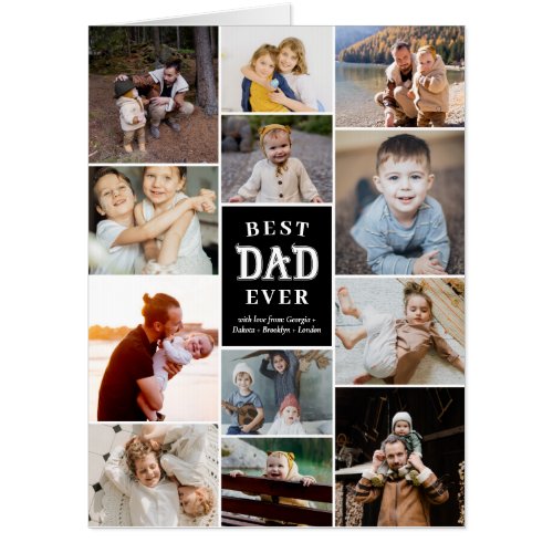 Cool Typography Best Dad Ever Photo Collage Big Card