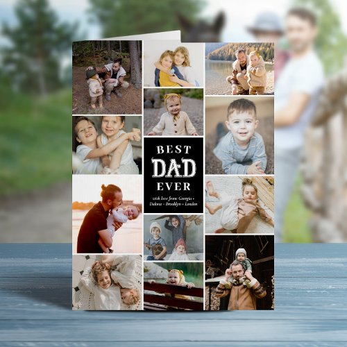 Cool Typography Best Dad Ever Photo Collage Big Card