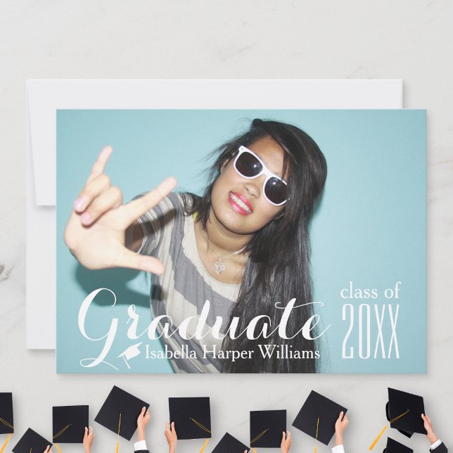 Cool Typography Graduation Photo Class of 20XX Invitation (Creator Uploaded)