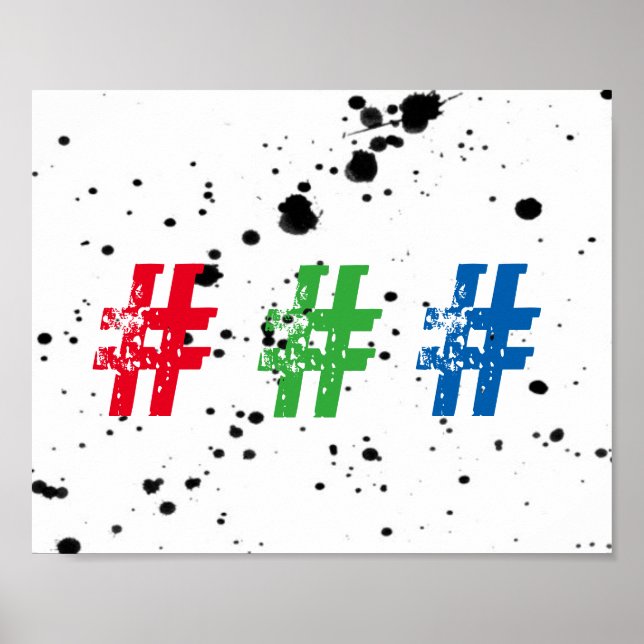 cool typography hashtag poster wall art (Front)