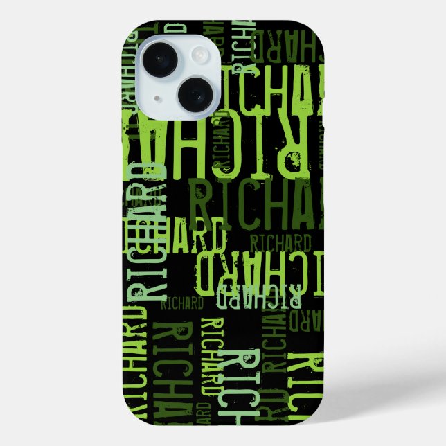 cool typography lime green name on black Case-Mate iPhone case (Back)