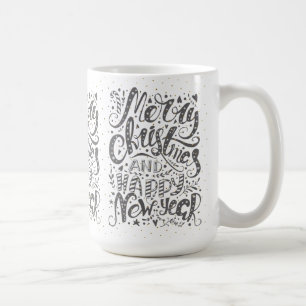 Cool Typography Merry Christmas Happy New Year Coffee Mug