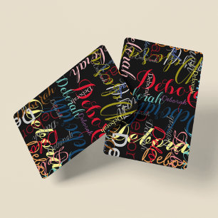 Cool Typography pattern of handwritten color names Poker Cards