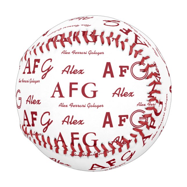 cool typography pattern of names personalized baseball (Front Right)