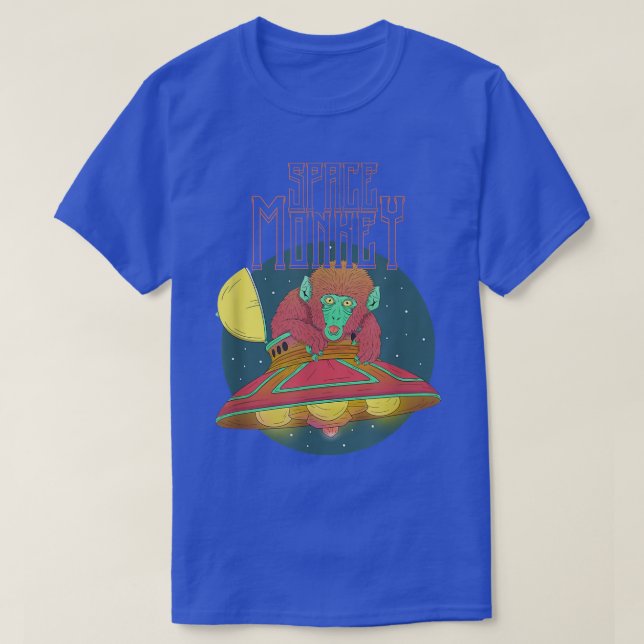 Cool UFO Alien Monkey Outer Space  T-Shirt (Design Front)