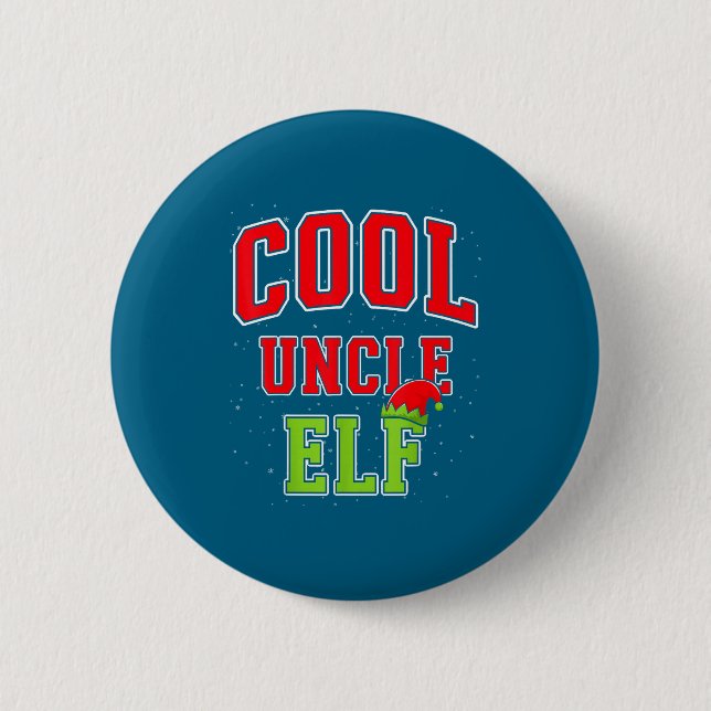 Cool Uncle Elf Christmas Family Matching Group Xma Button (Front)