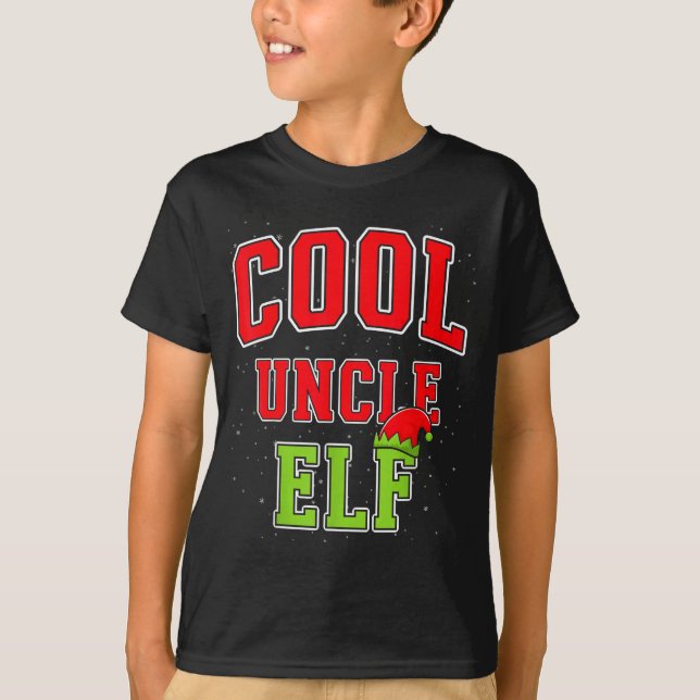 Cool Uncle Elf Christmas Family Matching Group Xma T-Shirt (Front)