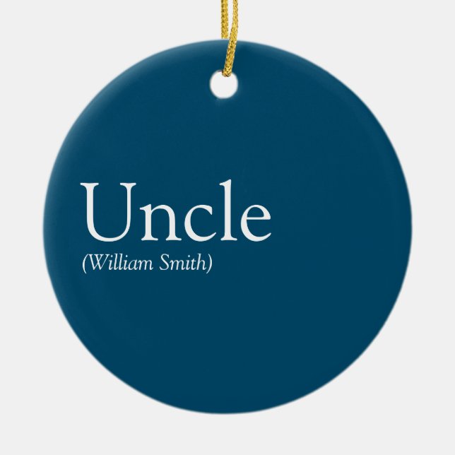 Cool Uncle, Funcle Definition Modern Blue Ceramic Ornament (Front)