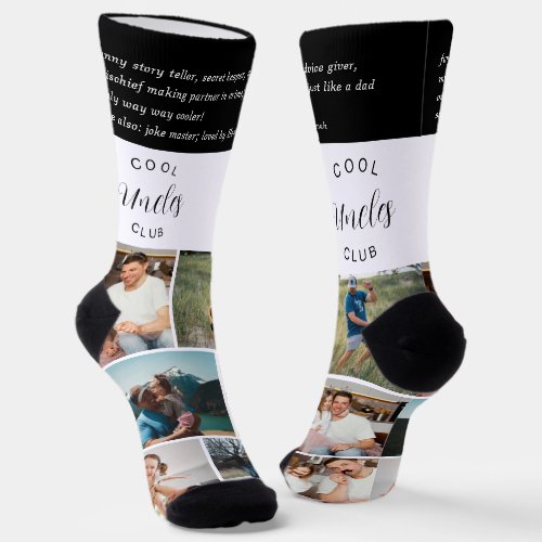 Cool Uncles Club  7 Photo Personalized Socks