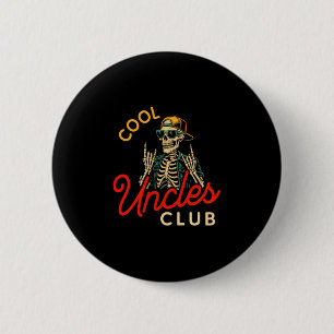 Cool Uncles Club Shirt Funny Skeleton Retro Uncle  Button