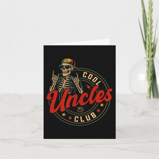 Cool Uncles Club Shirt Funny Skeleton Uncle Men Fa Card (Front)