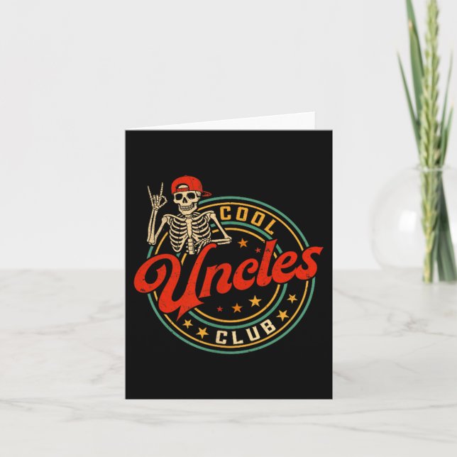Cool Uncles Club Shirt Retro Funny Skeleton New Un Card (Front)