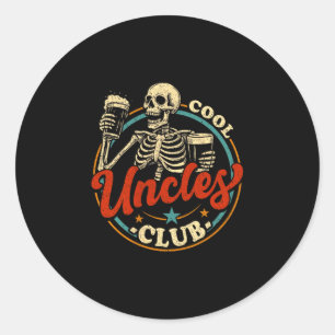 Cool Uncles Club Shirt Uncle Skeleton Men Fathers  Classic Round Sticker