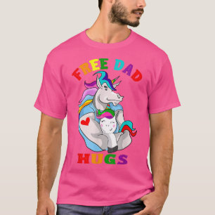 Cool Unicorn Free Dad Hugs LGBT Gay Pride Month Ju T-Shirt