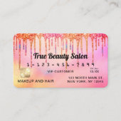 Cool Unicorn Pink Holographic Glitter Drips Credit Business Card (Front)