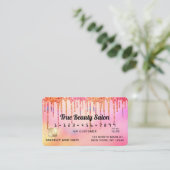 Cool Unicorn Pink Holographic Glitter Drips Credit Business Card (Standing Front)