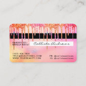 Cool Unicorn Pink Holographic Glitter Drips Credit Business Card (Back)