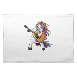 Cool Unicorn Playing Guitar _ Funny Animal Guitari Cloth Placemat