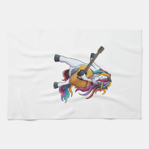 Cool Unicorn Playing Guitar _ Funny Animal Guitari Kitchen Towel